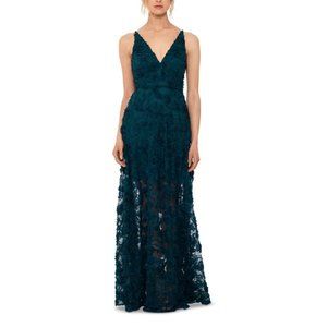XSCAPE Floral Lace Gown